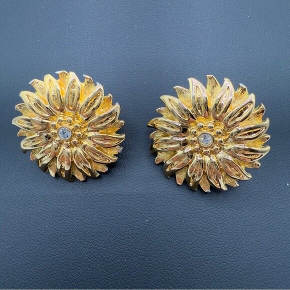 Joan Rivers Gold Plated Sunflower Clip On Earrings - Picture 2 of 10